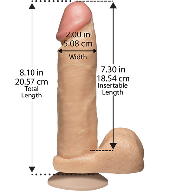 Фалоімітатор Doc Johnson The Realistic Cock 8 inch White - PVC, Vack-U-Lock, діаметр 5,1 см SO2789 фото