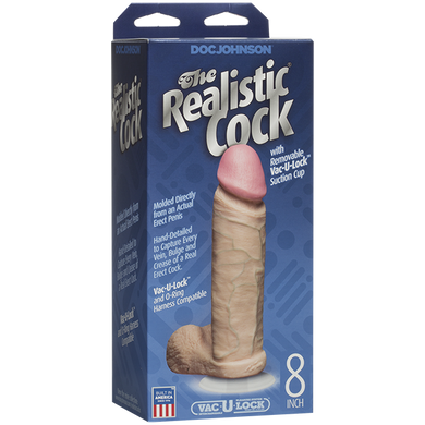 Фалоімітатор Doc Johnson The Realistic Cock 8 inch White - PVC, Vack-U-Lock, діаметр 5,1 см SO2789 фото