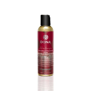 Масажна олія DONA Kissable Massage Oil Strawberry Souffle (110 мл) можна для оральних пестощів SO1537 фото