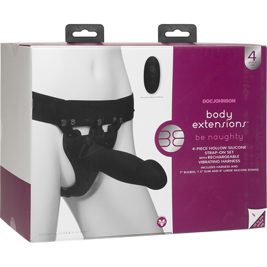 Набор для страпона с вибрацией Doc Johnson Body Extensions - BE Naughty - Black SO2793 фото