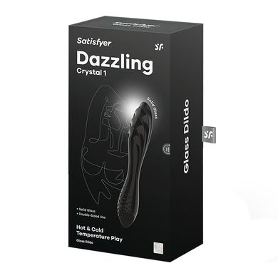 Двосторонній скляний дилдо Satisfyer Dazzling Crystal 1 Black, дуже міцний, без стопера SO8786 фото