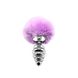 Металева анальна пробка Кролячий хвостик Alive Fluffy Twist Plug M Purple, діаметр 3,4 см SO6308 фото 1