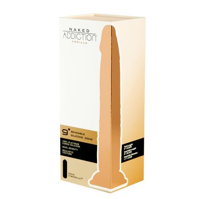 Фаллоимитатор Naked Addiction — 9″ Silicone Dual Density Bendable Dildo Vanilla, вибропуля в подарок SO8906 фото