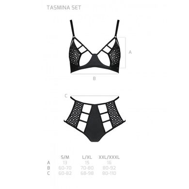 Комплект из эко-кожи Passion Tamaris Set black S/M, бюстгальтер и трусики SO5797 фото