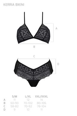 Комплект Passion KERRIA BIKINI black, L/XL, бралет і трусики-бікіні SX0482 фото