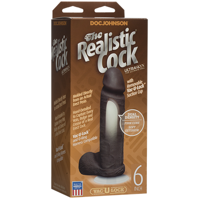 Фалоімітатор Doc Johnson The Realistic Cock 6 inch Black - ULTRASKYN, Vac-U-Lock, діаметр 4,3 см SO2790 фото