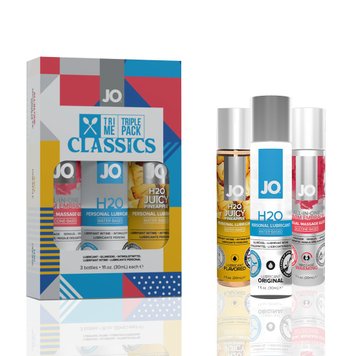 Набор JO Tri-Me Triple Pack — Classics (3×30 мл) водная, силиконовая и вкусовая смазки SO2839 фото