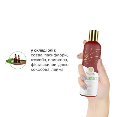 Натуральна масажна олія DONA Reinvigorate – Coconut & Lime (120 мл) з ефірними оліями SO2622 фото