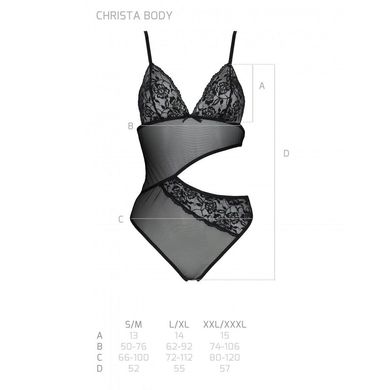 Боді з ажурним ліфом Passion CHRISTA BODY S/M, black SO5754 фото