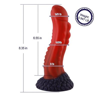 Силіконовий дилдо Hismith 8.35" Curved Silicone Dildo Red Monster Series SO9966 фото