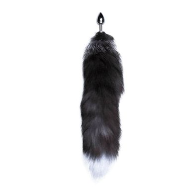 Металева анальна пробка Лисячий хвіст Alive Black And White Fox Tail S (м'ята упаковка!!!) SO6321-R фото