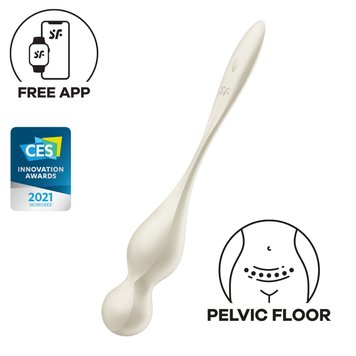 Вагінальні смарт-кульки з вібрацією Satisfyer Love Birds 1 Connect App White, 78 г SX0569 фото