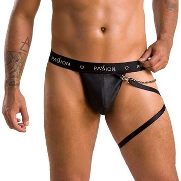 Чоловічі трусики танга з підв’язкою Passion 058 THONG BILL L/XL Black SO7636 фото