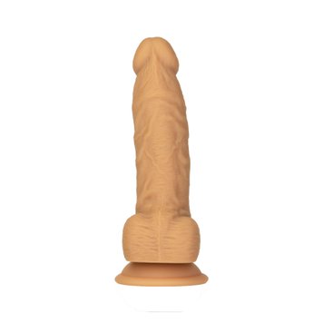 Фалоімітатор ADDICTION Dual Density Silicone Dildo Caramel 8″, присоска, діаметр 4,3 см, віброкуля в SO8243 фото