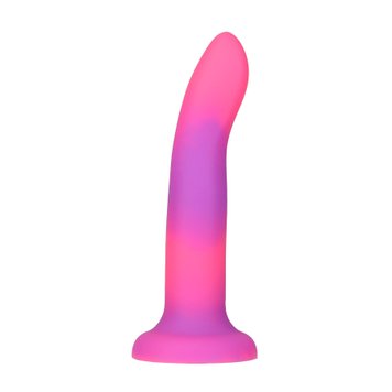 Светящийся в темноте фаллоимитатор ADDICTION Rave 8″ Glow in the Dark Dildo Pink Purple, 20,3 см SO6850 фото