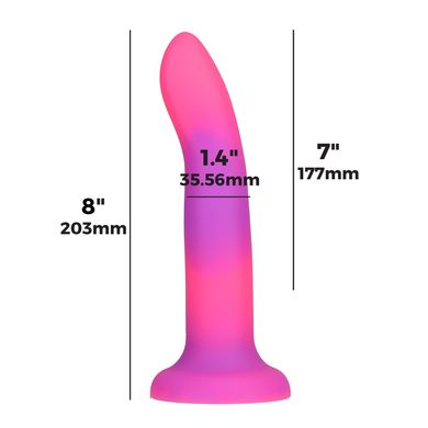 Фалоімітатор, що світиться в темряві, ADDICTION Rave 8″, Glow in the Dark Dildo Pink Purple, 20,3 см SO6850 фото