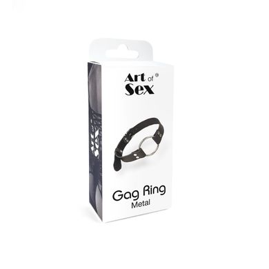 Кляп металлическое кольцо на ремнях Art of Sex – Gag Ring Metal, черный, натуральная кожа SO6790 фото