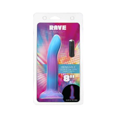 Фалоімітатор, що світиться в темряві, ADDICTION Rave 8″ Glow in the Dark Dildo Blue Purple, 20,3 см SO6851 фото