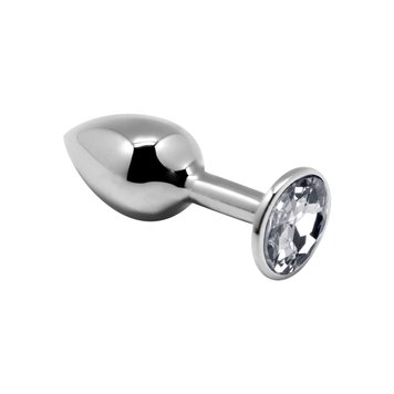 Металева анальна пробка з кристалом Alive Mini Metal Butt Plug White M SO6003 фото