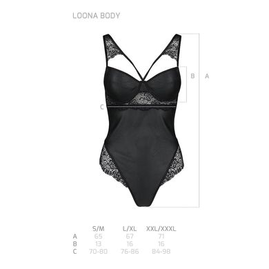 Боди из эко-кожи и кружева Passion LOONA BODY S/M, black SO5356 фото