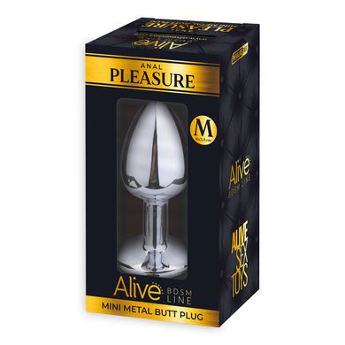 Металева анальна пробка з кристалом Alive Mini Metal Butt Plug White M SO6003 фото