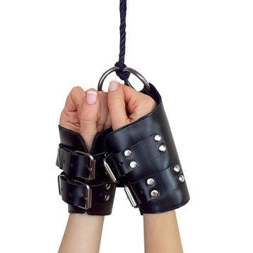 Манжеты для подвеса за руки Art of Sex – Kinky Hand Cuffs For Suspension, черные, натуральная кожа SO5183 фото