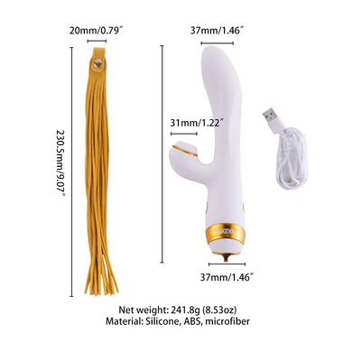 Вибратор-кролик с флоггером LOCKINK SEVANDA Whip Vibrating Massage Wand - White & Golden SX0904 фото