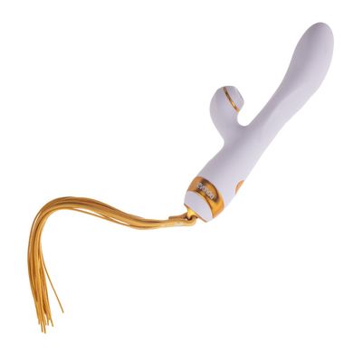 Вибратор-кролик с флоггером LOCKINK SEVANDA Whip Vibrating Massage Wand - White & Golden SX0904 фото