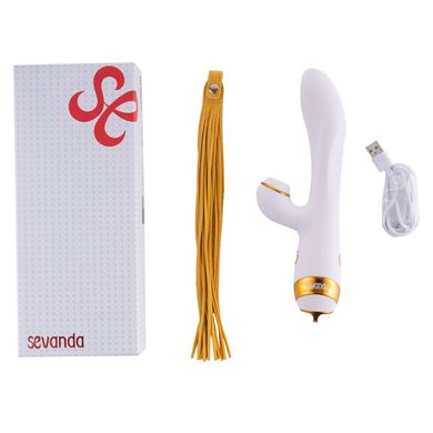 Вибратор-кролик с флоггером LOCKINK SEVANDA Whip Vibrating Massage Wand - White & Golden SX0904 фото