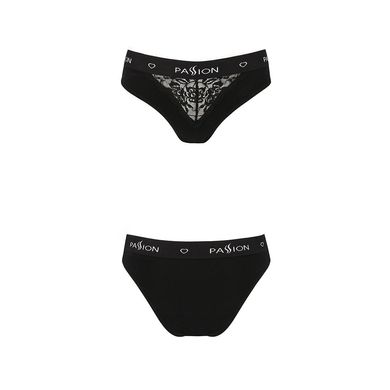 Трусики з широкою гумкою і мереживом Passion PS001 PANTIES L, black SO4159 фото