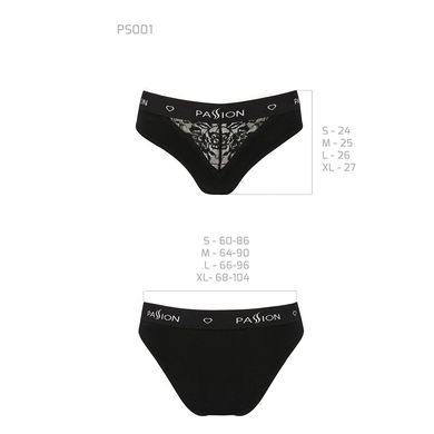 Трусики с широкой резинкой и кружевом Passion PS001 PANTIES L, black SO4159 фото