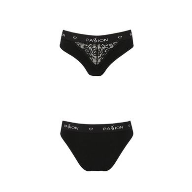 Трусики з широкою гумкою і мереживом Passion PS001 PANTIES M, black SO4160 фото