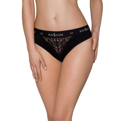 Трусики з широкою гумкою і мереживом Passion PS001 PANTIES S, black SO4161 фото