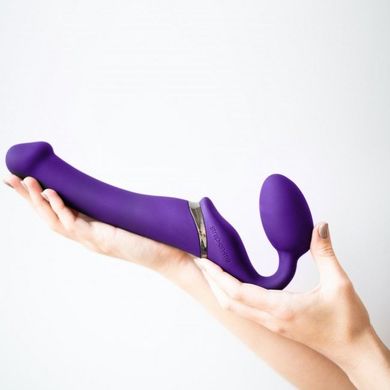 Безремневой страпон с вибрацией Strap-On-Me Vibrating Violet M диаметр 3,3см, пульт ДУ, регулируемый SO3825 фото