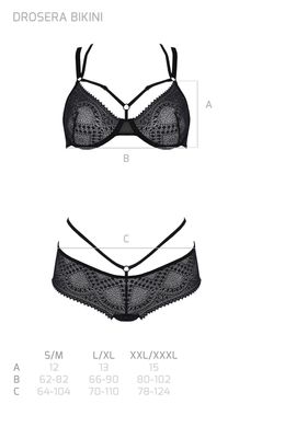 Комплект Passion DROSERA BIKINI black, L/XL, бюстгальтер і трусики-кюлоти SX0467 фото