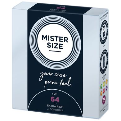 Презервативи Mister Size - pure feel - 64 (3 condoms), товщина 0,05 мм SO8037 фото