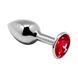 Металева анальна пробка з кристалом Alive Mini Metal Butt Plug Red L SO6004 фото 1