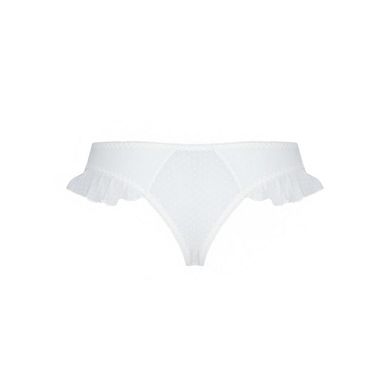 Трусики в горошок, з рюшами та шнурівкою Passion FATIN THONG L/XL, white SO5343 фото