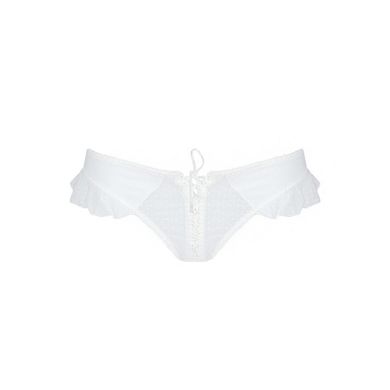 Трусики в горошок, з рюшами та шнурівкою Passion FATIN THONG L/XL, white SO5343 фото