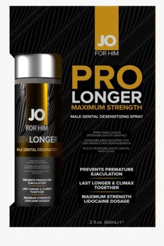 Пролонгирующий спрей JO Prolonger Spray with Lidocaine (60 мл), не содержит минеральных масел SO4098 фото