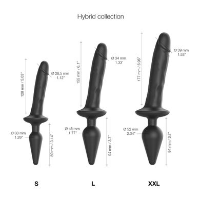 Анальна пробка з дилдо Strap-On-Me SWITCH PLUG-IN REALISTIC DILDO BLACK - L (м'ята упаковка) SO6828-R фото