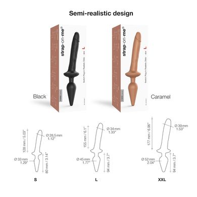 Анальная пробка с дилдо Strap-On-Me SWITCH PLUG-IN REALISTIC DILDO BLACK - L (мятая упаковка) SO6828-R фото