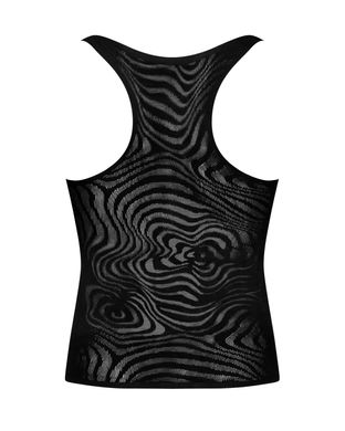 Мужская полупрозрачная майка-борцовка с узором Obsessive T103 tank top S/M/L, черная SO7311 фото