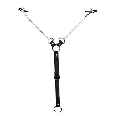 Зажимы для сосков с фиксацией на пенисе Art of Sex – Nipple Clamps for Men, экокожа SO5146 фото