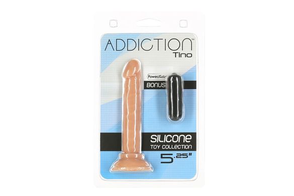 Фалоімітатор ADDICTION Tino 5.25″ Silicone Dildo, присоска, діаметр 1,9 см, віброкуля в подарунок SO7754 фото