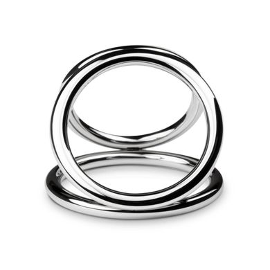 Тройное эрекционное кольцо Sinner Gear Unbendable — Triad Chamber Metal Cock and Ball Ring — Large SO4617 фото