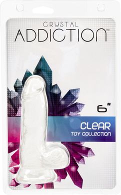 Прозрачный фаллоимитатор на присоске ADDICTION — Clear Dildo with Balls 6″, вибропуля в подарок SO5580 фото