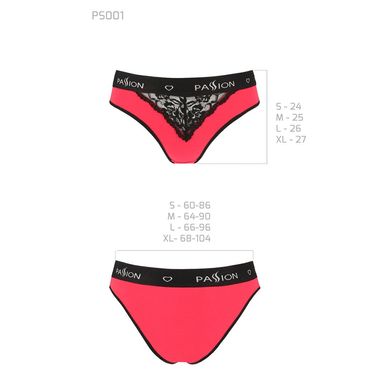 Трусики з широкою гумкою і мереживом Passion PS001 PANTIES L, red-black SO4167 фото