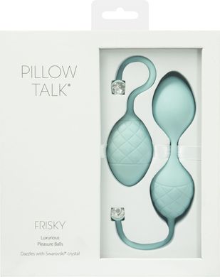 Роскошные вагинальные шарики PILLOW TALK - Frisky Teal с кристаллом, диаметр 3,2см, вес 49-75гр SO2722 фото