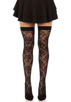 Чулки Leg Avenue Wild rose net thigh highs One Size SX1042 фото